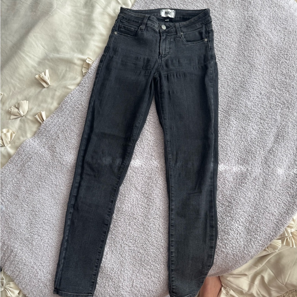 PAIGE Verdugo Ankle Skinny Jeans Size 25 | Dark Grey Clean Stretch Denim